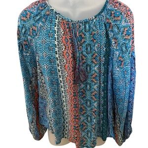 Lovestitch Love Stitch Multicolor Bohemian Top Women MP Medium Petite